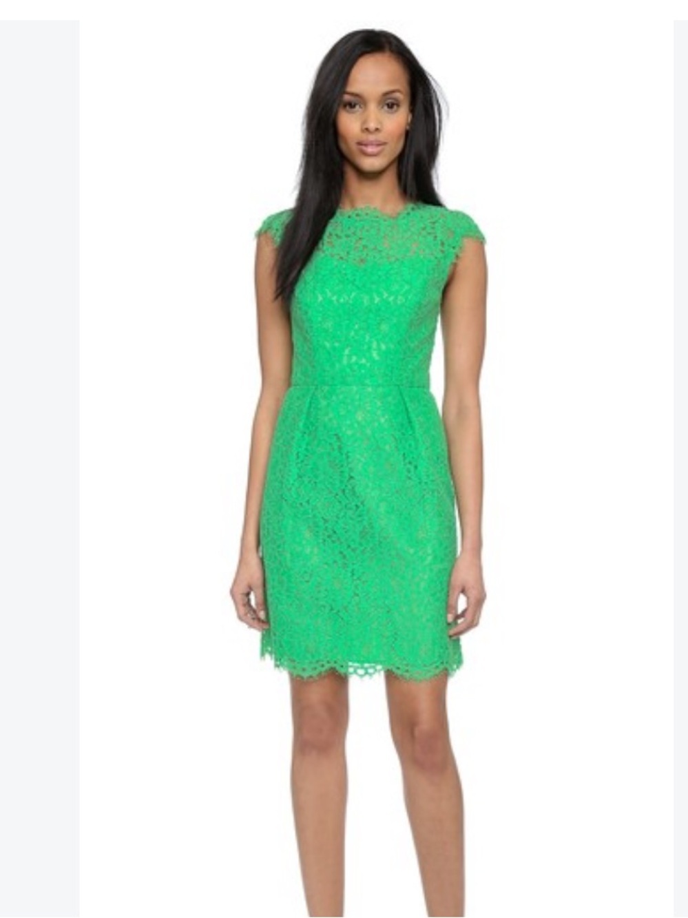 Chetta B Neon Green Eyelet Midi Dress
